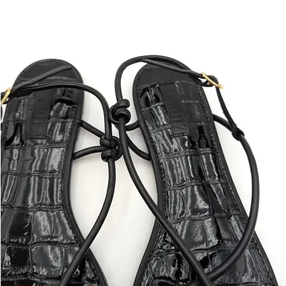 Schutz Malta Leather Strappy Flat Sandals Women's Black Size US10B EU40 - Picture 10 of 12